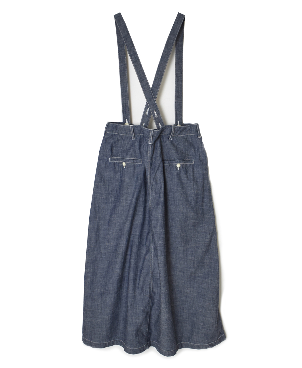 ISNAM2611CB(スカート) NAVY(INDIGO) CHAMBRAY ADJUSTER TACK SKIRT WITH SUSPENDERS