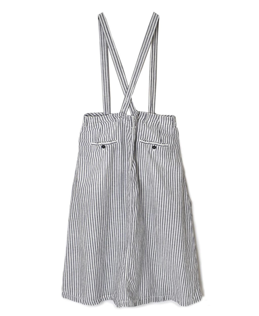 ISNAM2611S(スカート) LINEN COTTON STRIPE ADJUSTER TACK SKIRT WITH SUSPENDERS