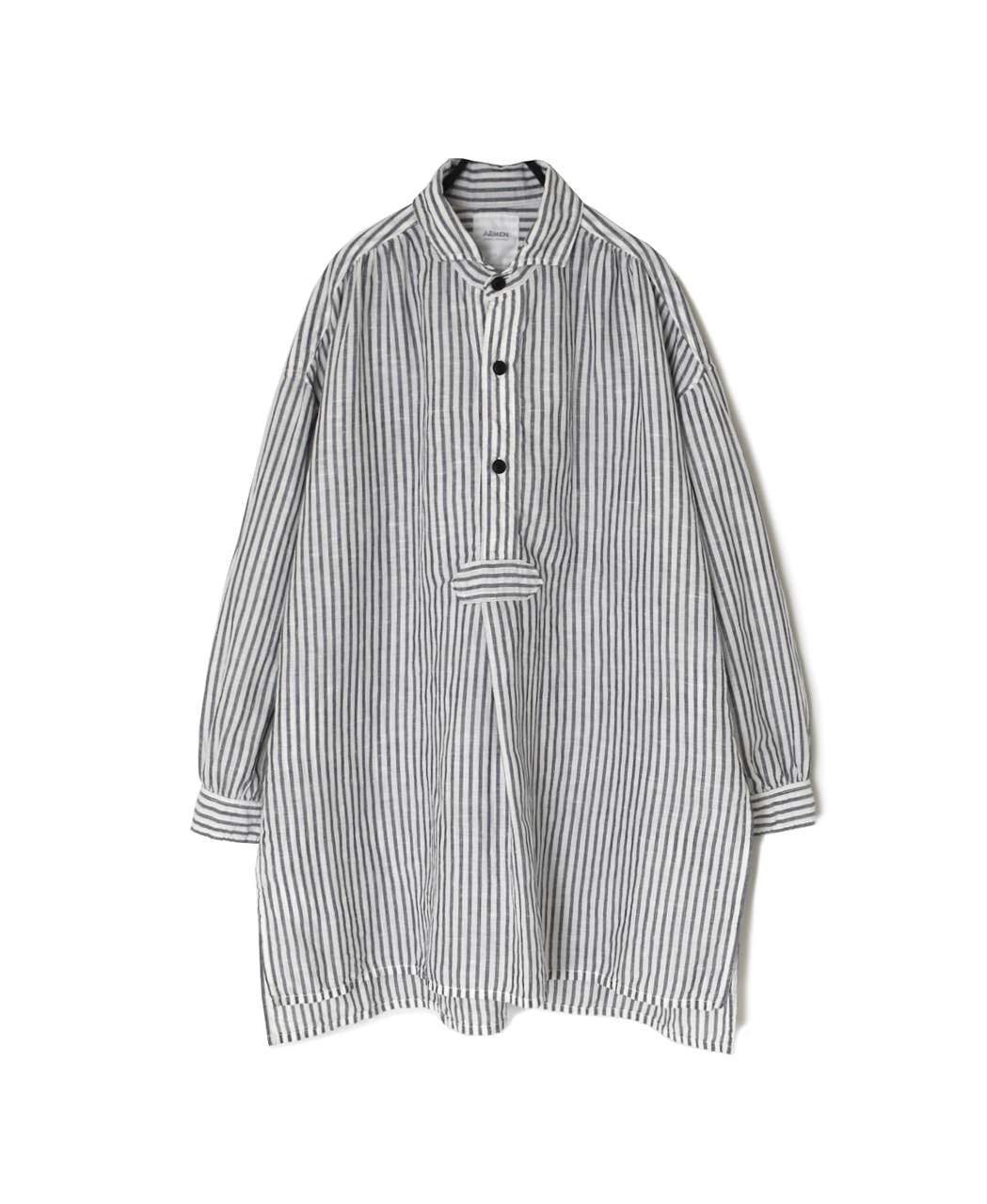 ISNAM2605S(シャツ) LINEN COTTON STRIPE WORK GATHERED SHIRT