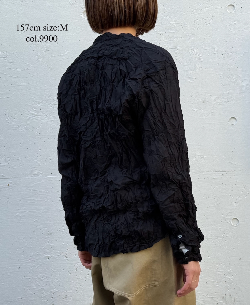 NVL1951CVW (シャツ) 80'S ORGANIC VOILE PLAIN(WRINKLE) BANDED COLLAR L/SL OVERDIZED SHIRT