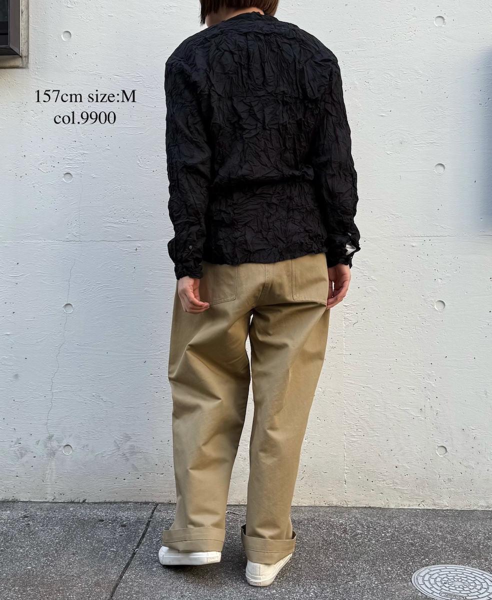NVL1951CVW (シャツ) 80'S ORGANIC VOILE PLAIN(WRINKLE) BANDED COLLAR L/SL OVERDIZED SHIRT
