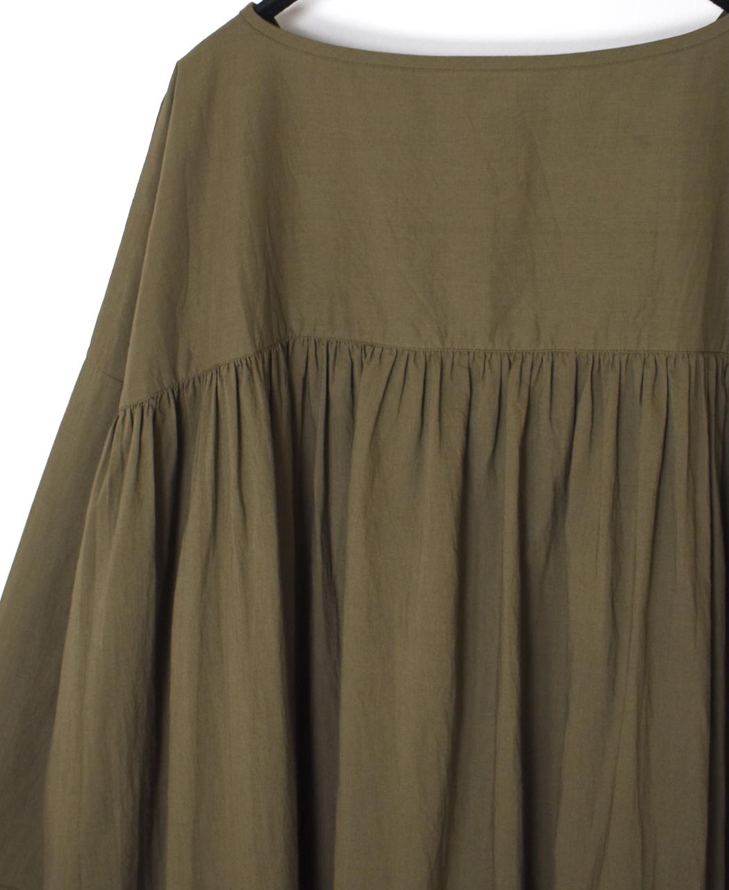 NSL26003(ワンピース) 60s CAMBRIC PLAIN CREW-NECK BACK SIDE GATHERED DRESS