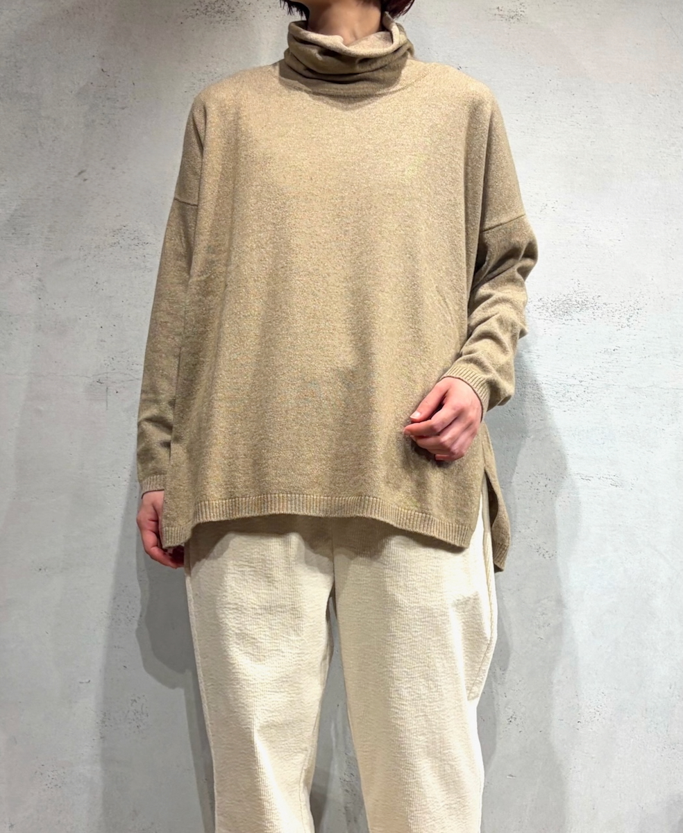 NMDSN2251D(ニット) 12GG PLAIN STITCH DROP SHOULDER POLO NECK WITH SLIT