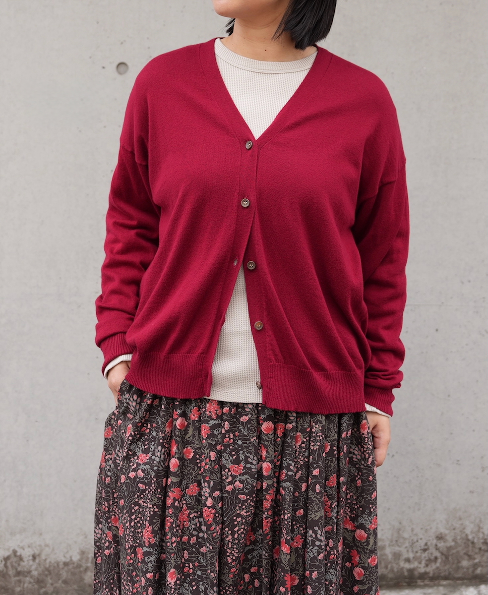 ●GNSL25531(カーディガン) 14GG 2PLY PLAIN STITCH COTTON WOOL CASHMERE V-NECK CARDIGAN