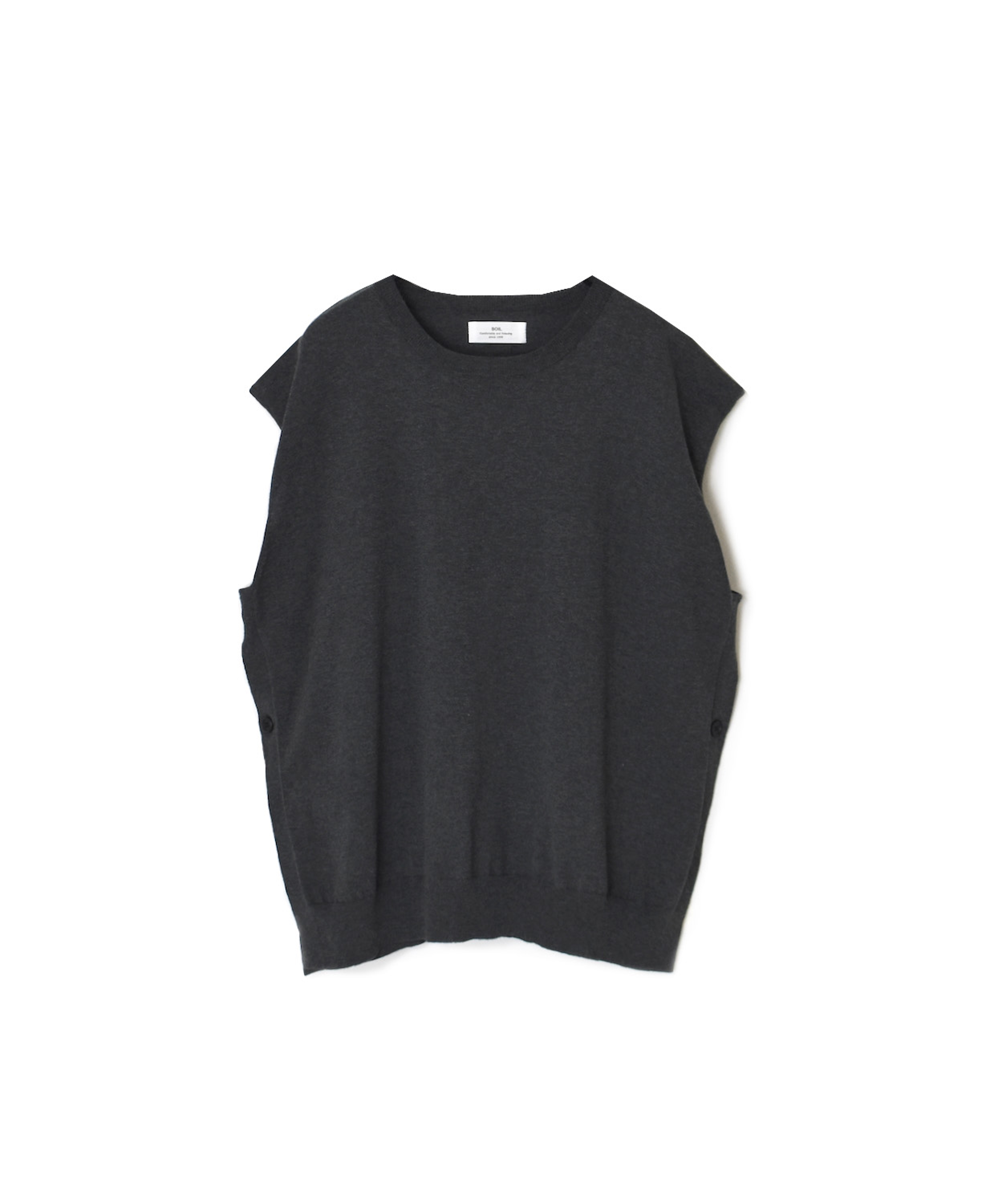 NNSL26013(ベスト) 14GG 1PLY HIGH TWIST COTTON CREW-NECK VEST WITH SIDE BUTTON