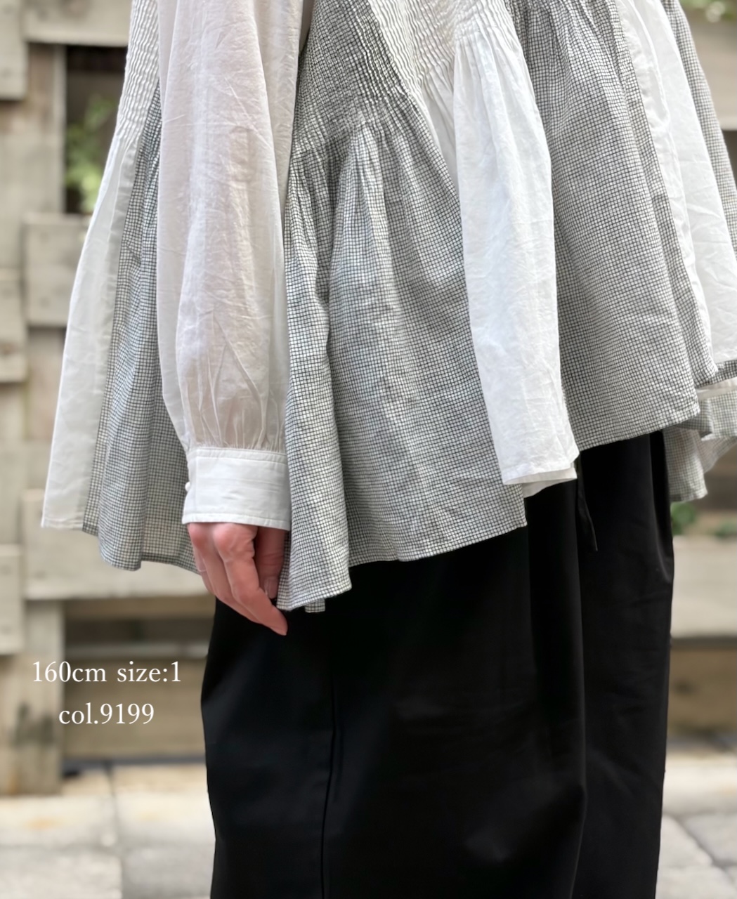 ●INMDS26111W(シャツ) HANDWOVEN COTTON SINGLE CHECK PATCHWORK(WASHED) BALL BUTTON SHIRTS WITH MINI PINTUCK