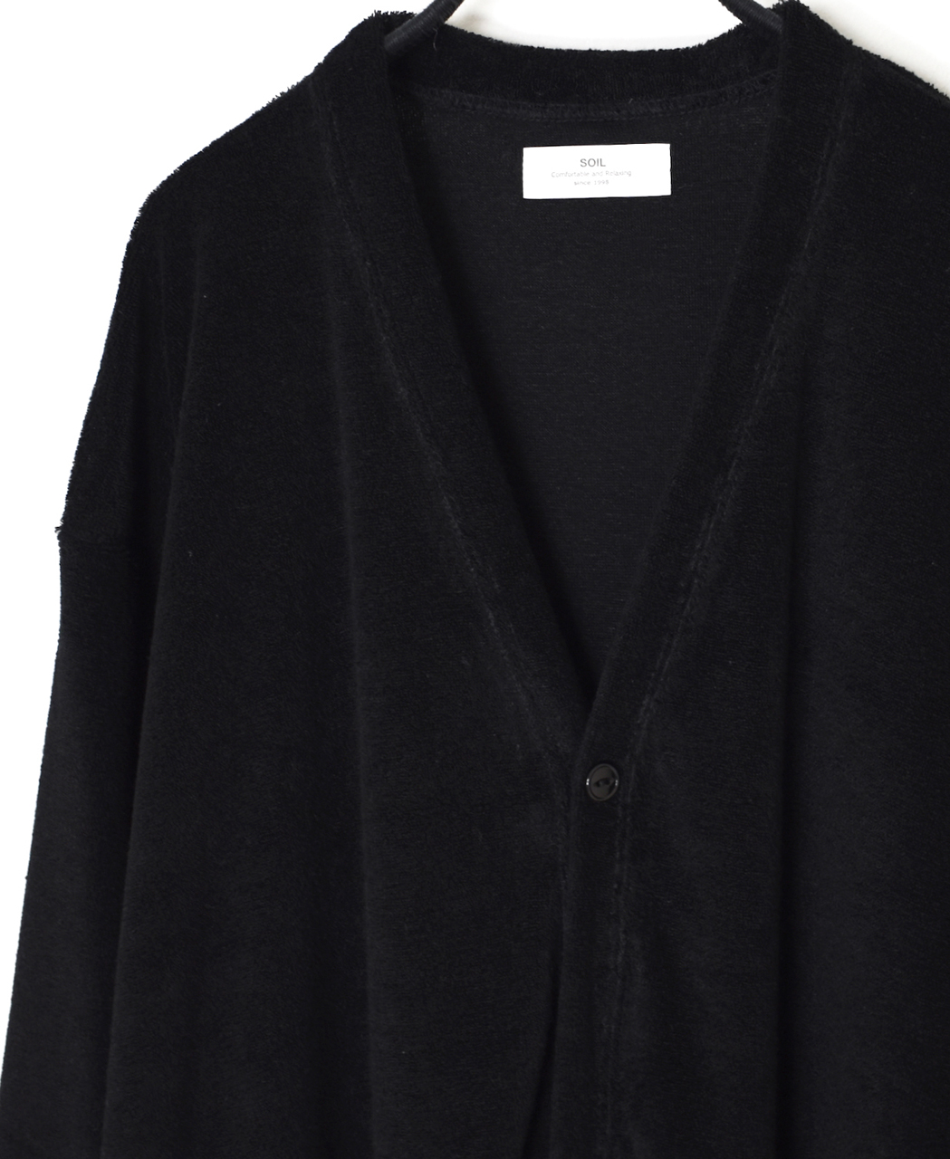 GNSL26031(カーディガン) LINEN POLYESTER PILE V-NECK 1BUTTON CARDIGAN