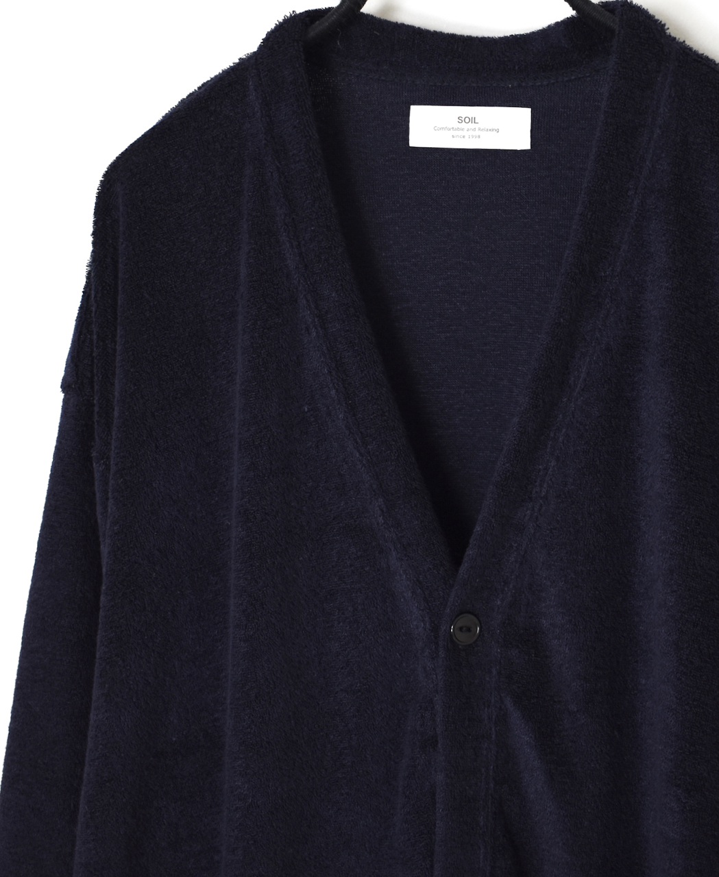 GNSL26031(カーディガン) LINEN POLYESTER PILE V-NECK 1BUTTON CARDIGAN