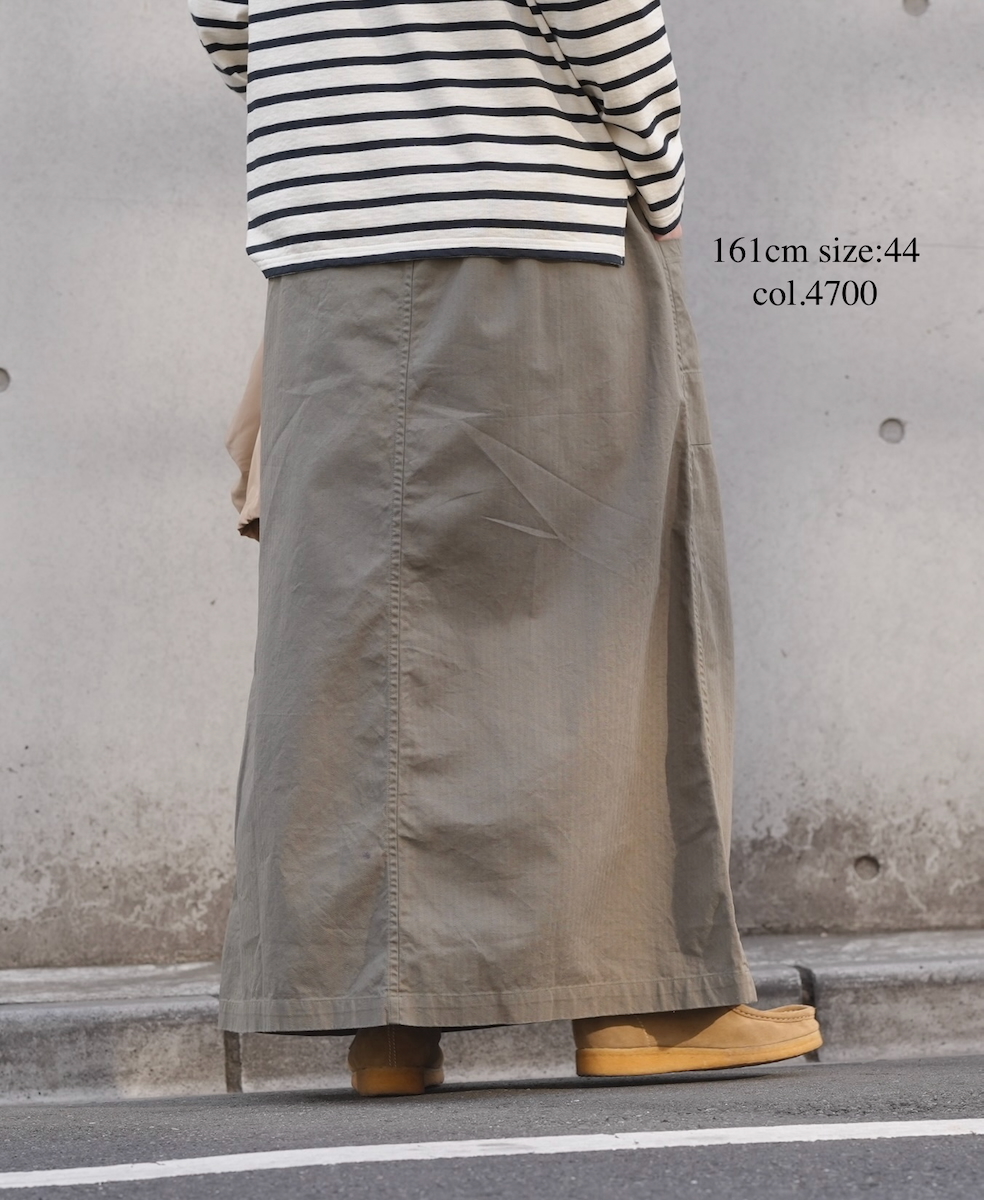 INHT2514CHW(スカート) COTTON HERRINGBONE WASH EASY SKIRT