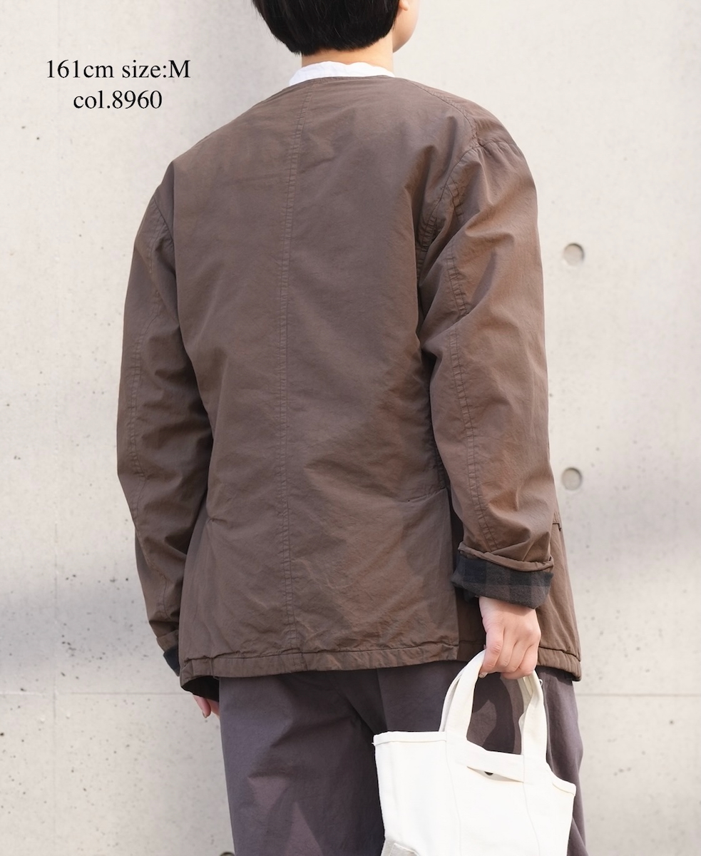 NVL2591D(ジャケット) 40s ORGANIC POPLIN (OVERDYE) SIDE VENTS V-NECK JACKET