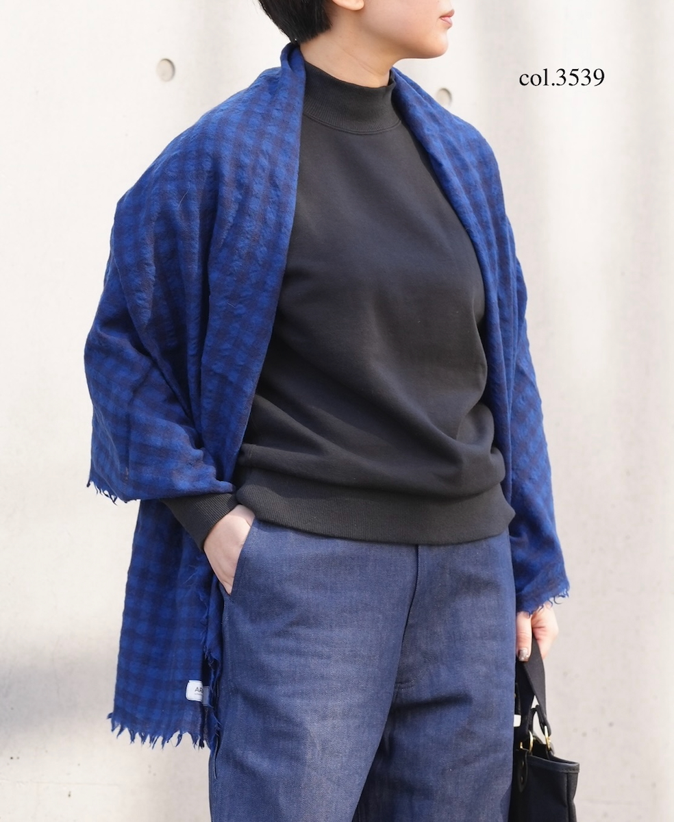 INAM2571(ストール) WOOL GINGHAM LONG STOLE