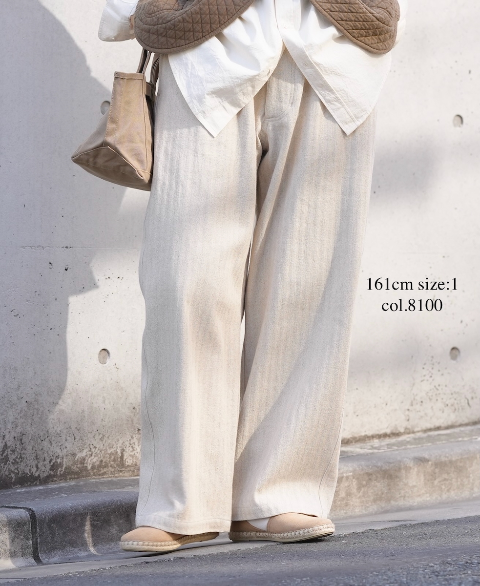 GNAM2612(パンツ) COTTON/LINEN HERRINGBONE ONE-TUCK PANTS