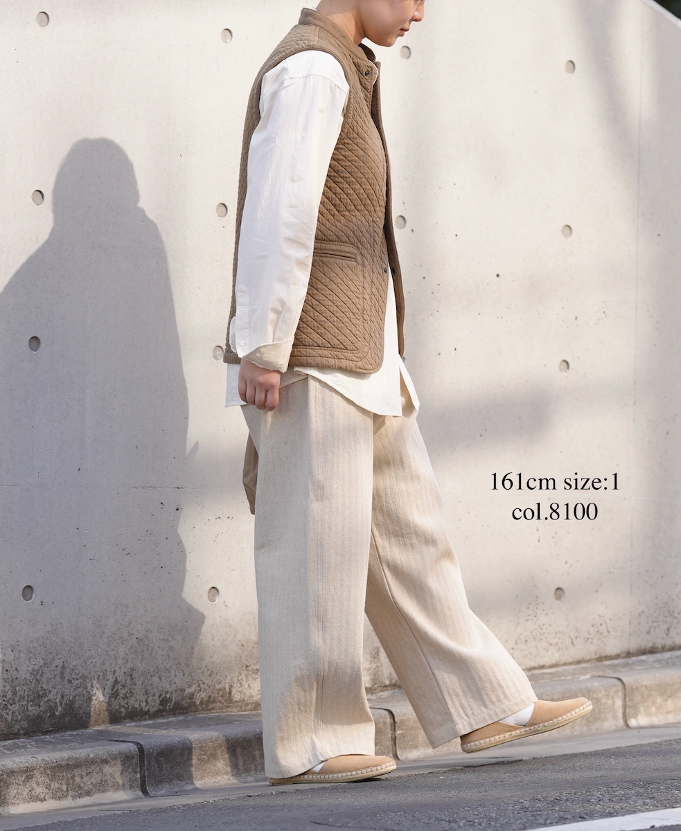 GNAM2612(パンツ) COTTON/LINEN HERRINGBONE ONE-TUCK PANTS