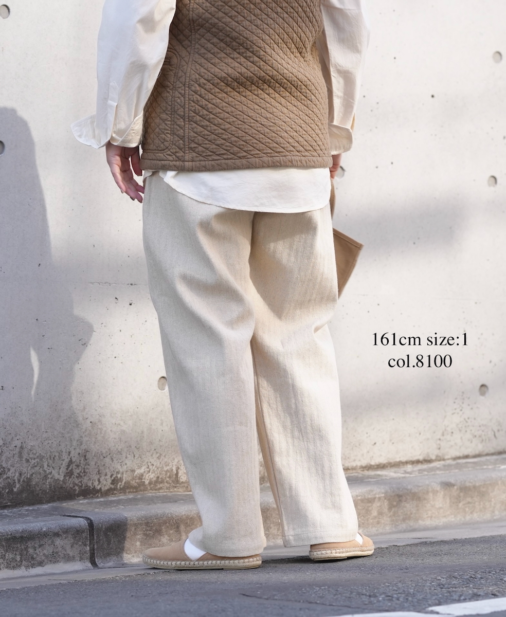 GNAM2612(パンツ) COTTON/LINEN HERRINGBONE ONE-TUCK PANTS