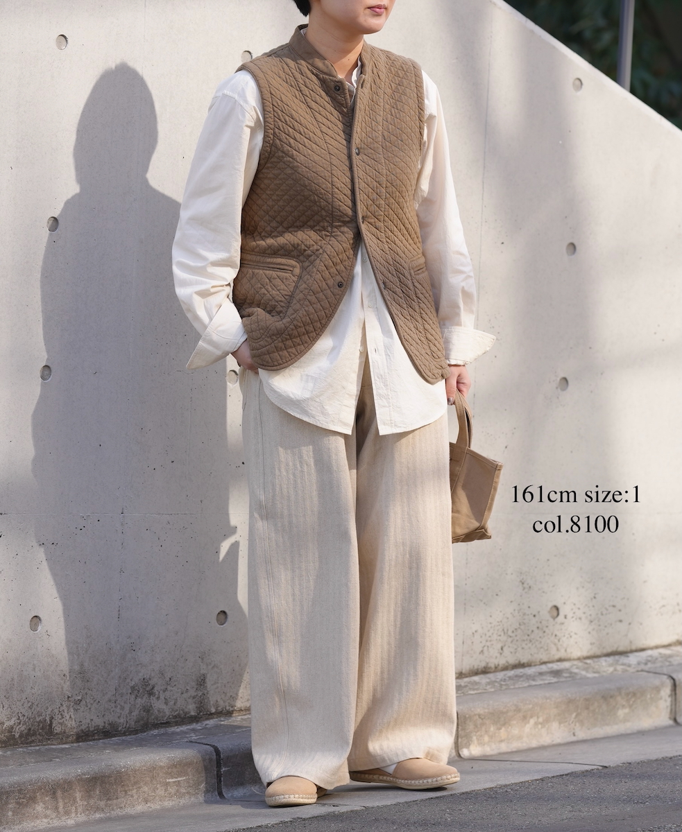 GNAM2612(パンツ) COTTON/LINEN HERRINGBONE ONE-TUCK PANTS