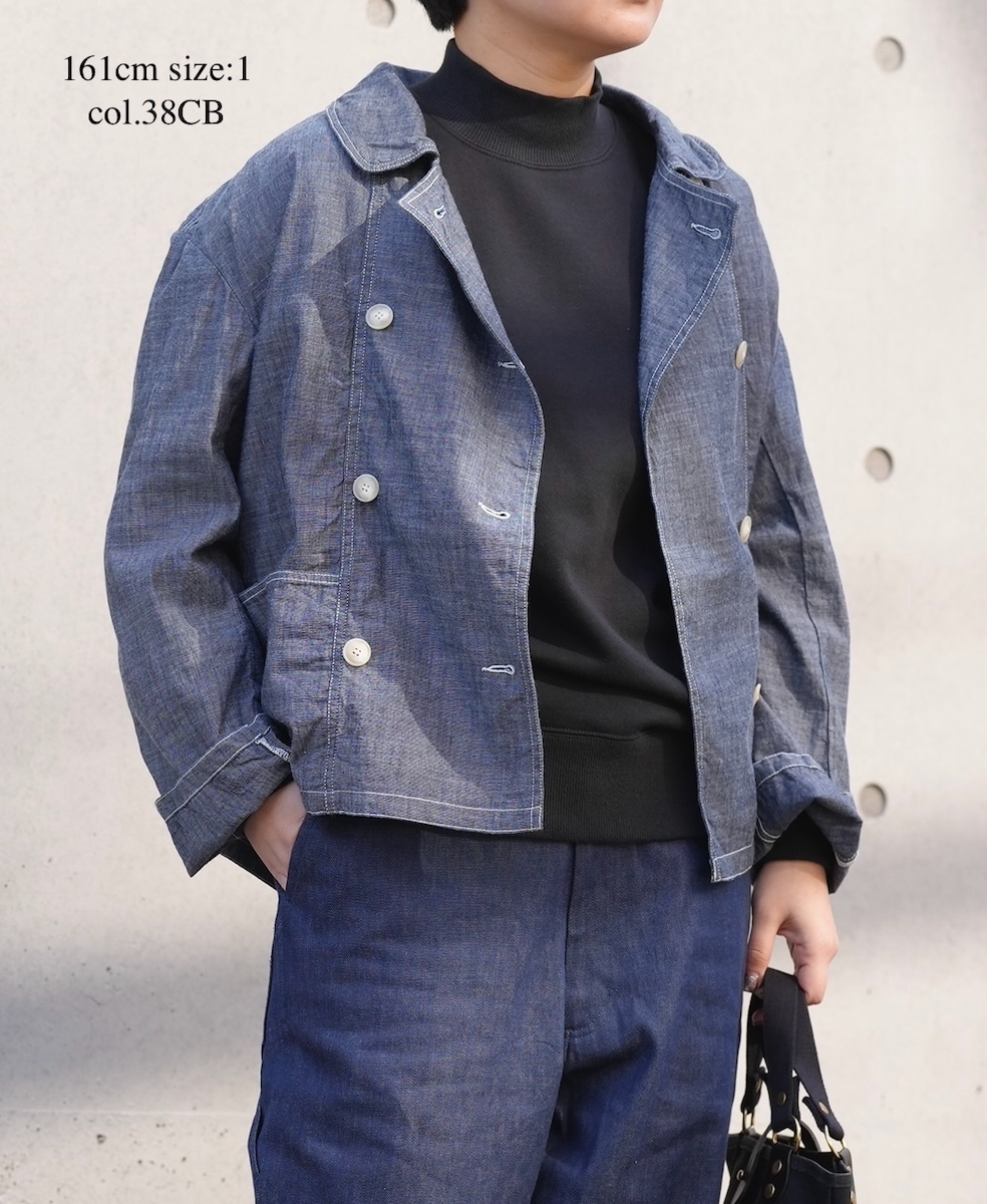 ISNAM2601CB(ジャケット) NAVY(INDIGO) CHAMBRAY ROUND COLLAR DOUBLE JACKET
