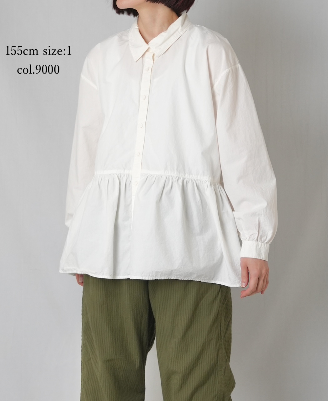 NMDS25911D(シャツ) 60s ORGANIC POPLIN PLAIN REGULAR COLLAR RAJASTHAN GATHERED SHIRT