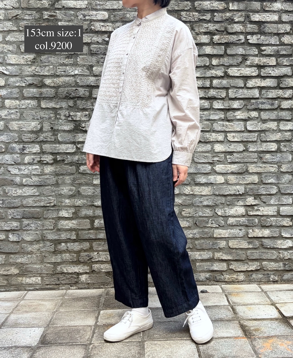 NMDS26221(シャツ) 60s ORGANIC CAMBRIC BANDED COLLAR EMB SHIRT