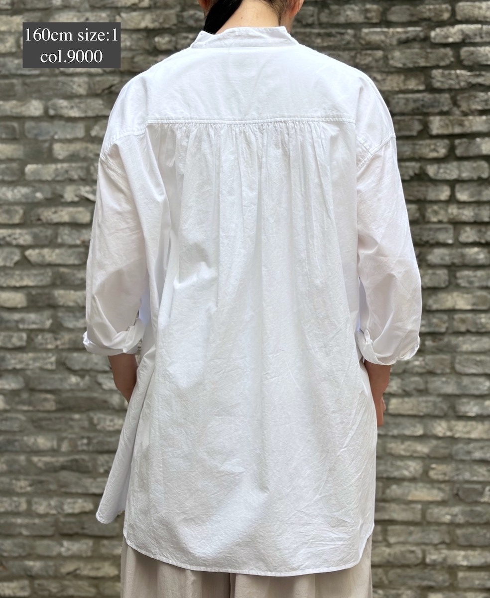 NMDS26222(チュニック) 60s ORGANIC CAMBRIC BANDED COLLAR EMB TUNIC