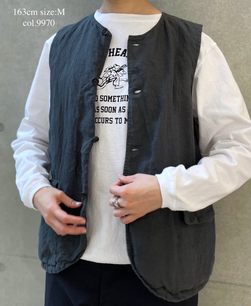 NVL2401LD (ベスト) 50'S LINEN PLAIN (OVERDYE) NO COLLAR VEST