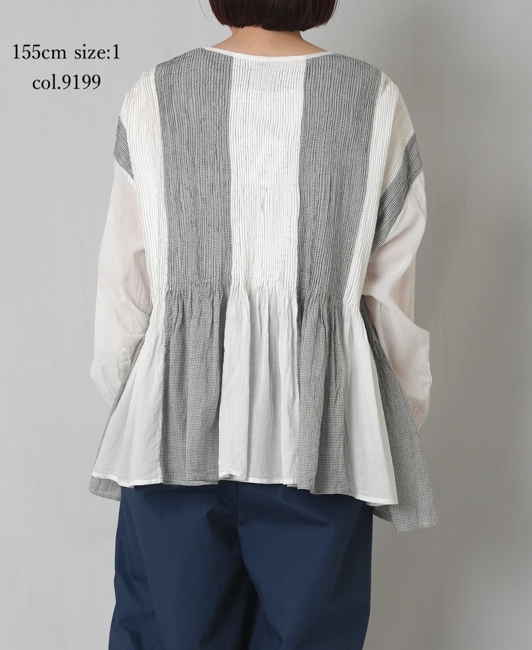 INMDS26111W(シャツ) HANDWOVEN COTTON SINGLE CHECK PATCHWORK(WASHED) BALL BUTTON SHIRTS WITH MINI PINTUCK