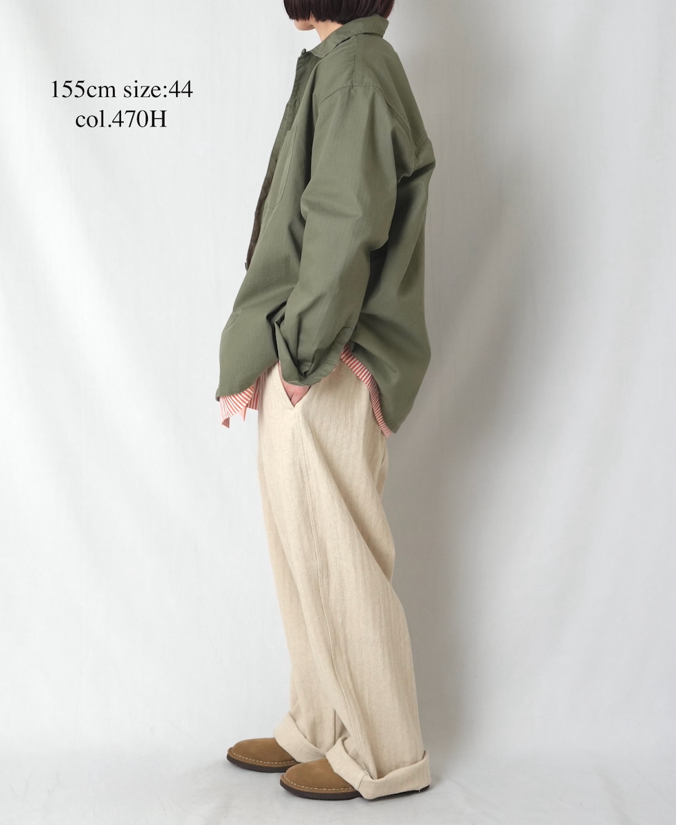 INHT2512CHW(シャツ) COTTON HERRINGBONE WASH ONE-UP COLLAR SHIRT