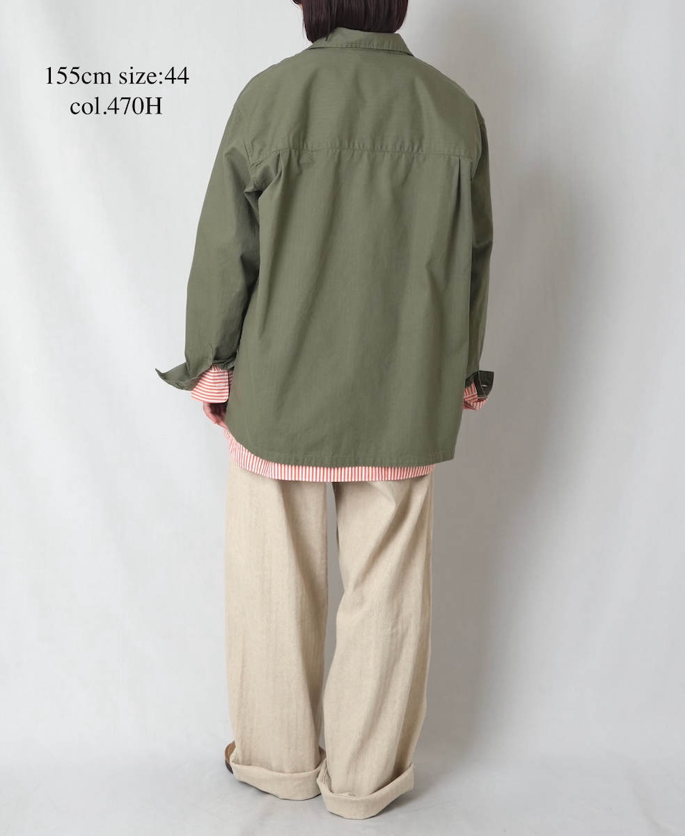 INHT2512CHW(シャツ) COTTON HERRINGBONE WASH ONE-UP COLLAR SHIRT