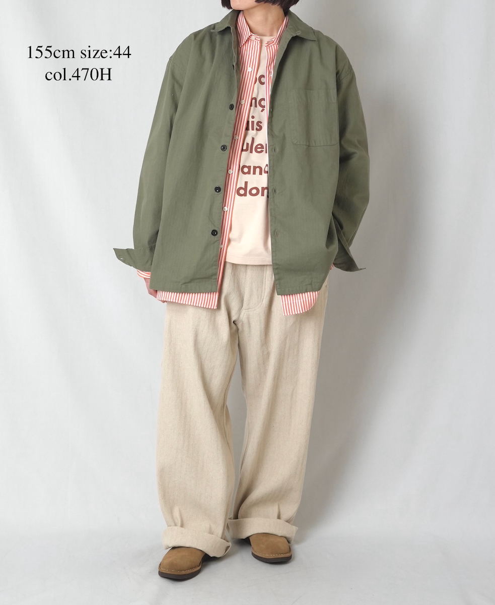 INHT2512CHW(シャツ) COTTON HERRINGBONE WASH ONE-UP COLLAR SHIRT