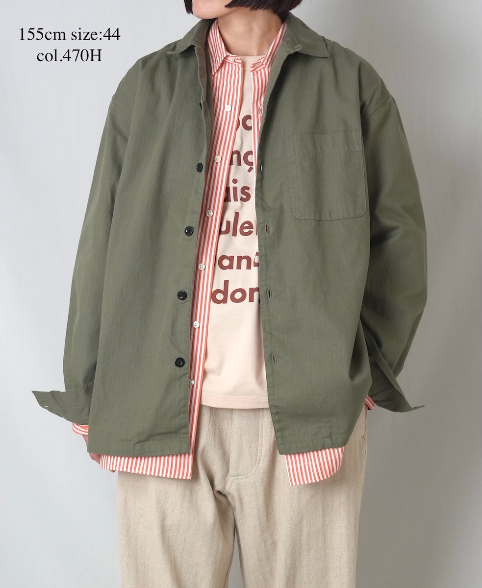 INHT2512CHW(シャツ) COTTON HERRINGBONE WASH ONE-UP COLLAR SHIRT