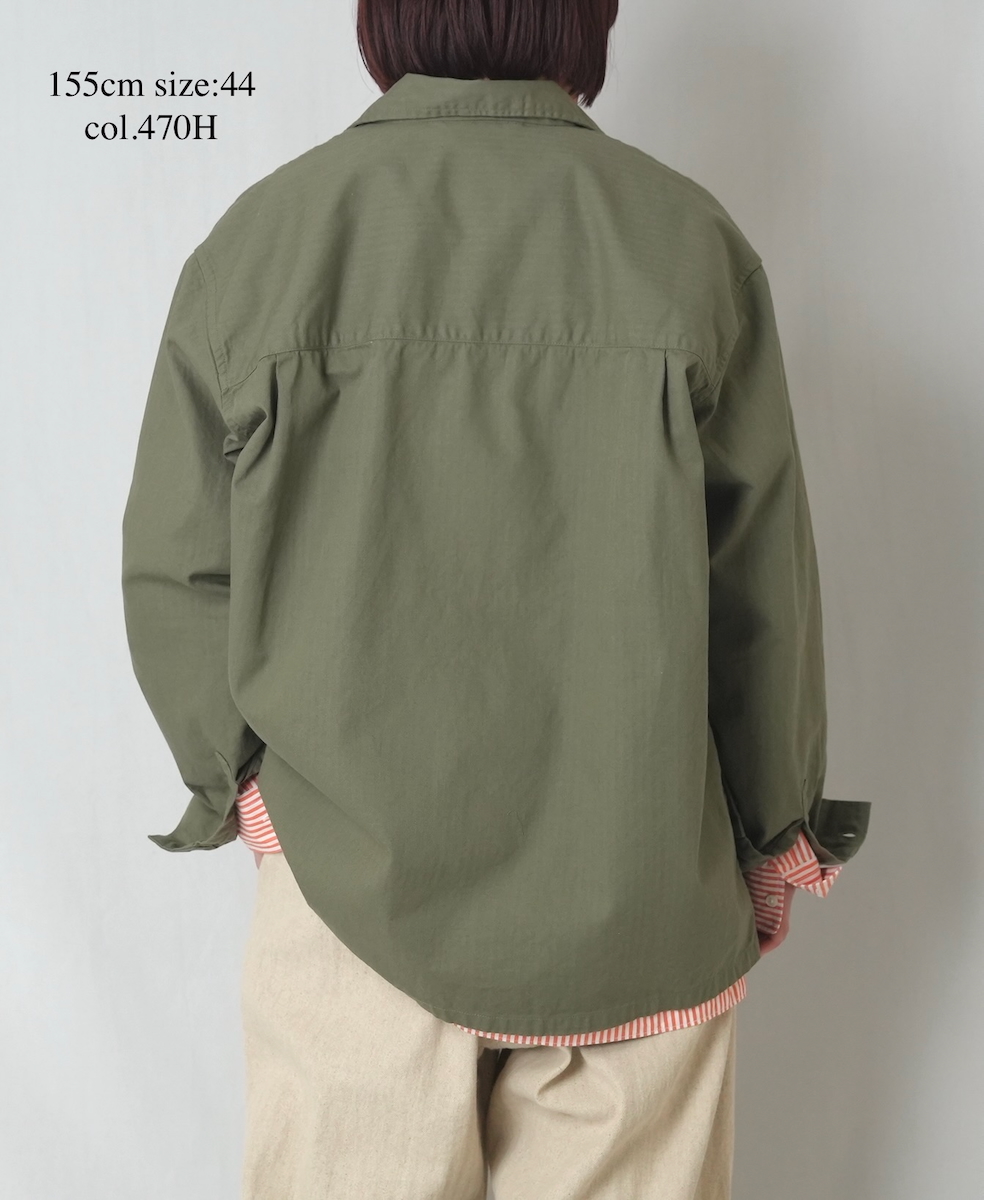 INHT2512CHW(シャツ) COTTON HERRINGBONE WASH ONE-UP COLLAR SHIRT