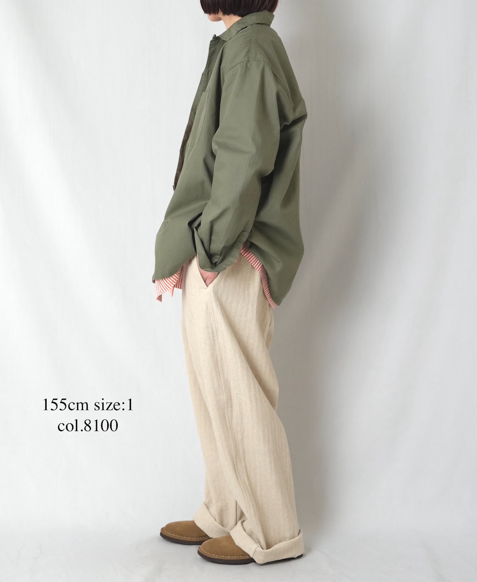 GNAM2612(パンツ) COTTON/LINEN HERRINGBONE ONE-TUCK PANTS