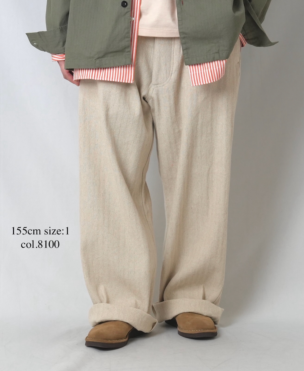 GNAM2612(パンツ) COTTON/LINEN HERRINGBONE ONE-TUCK PANTS