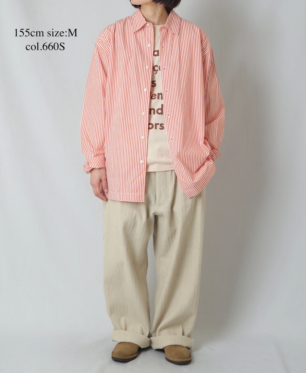 NVL2612(シャツ) POPLIN STRIPE REGULAR COLLAR L/SL SHIRT