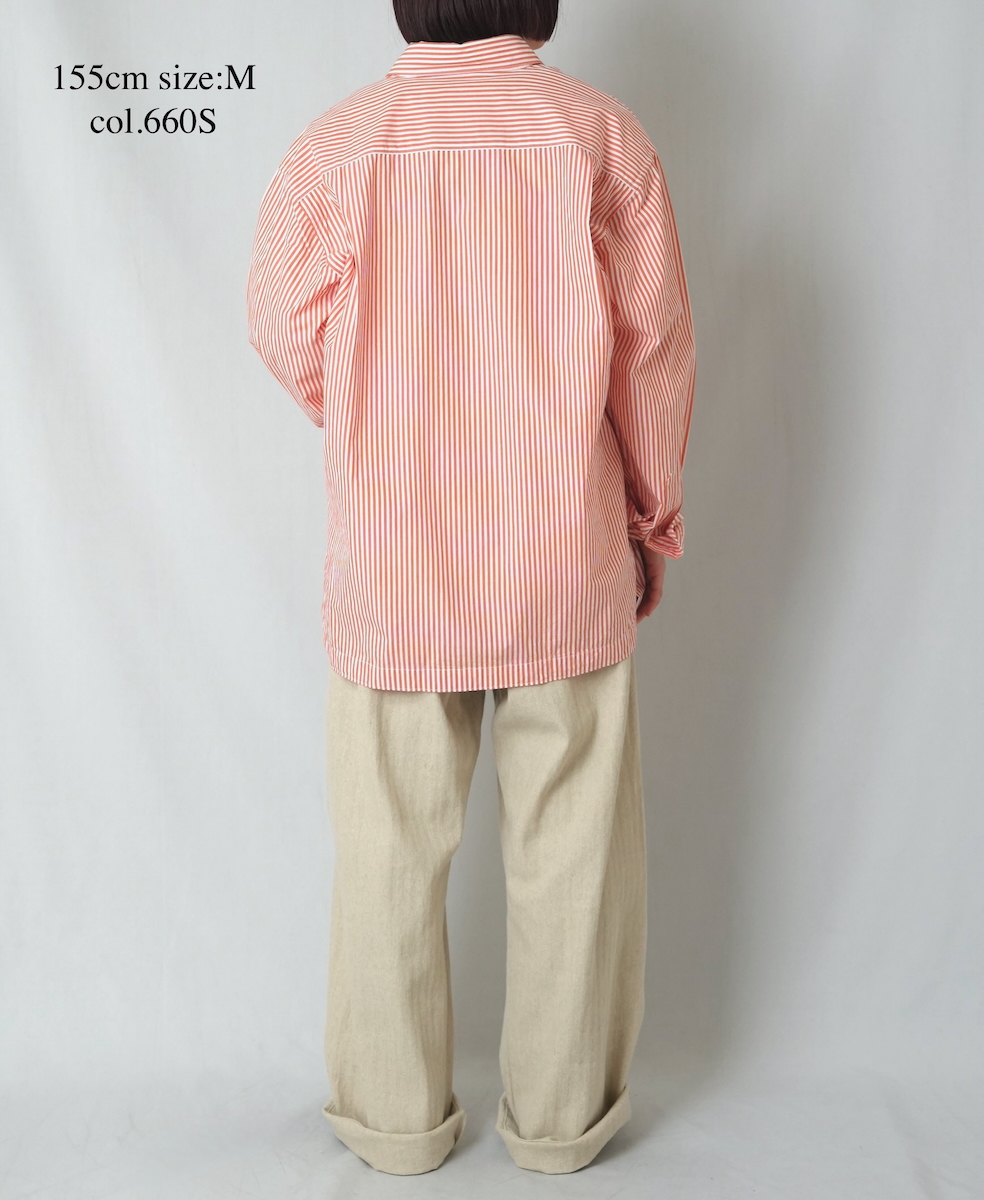 NVL2612(シャツ) POPLIN STRIPE REGULAR COLLAR L/SL SHIRT