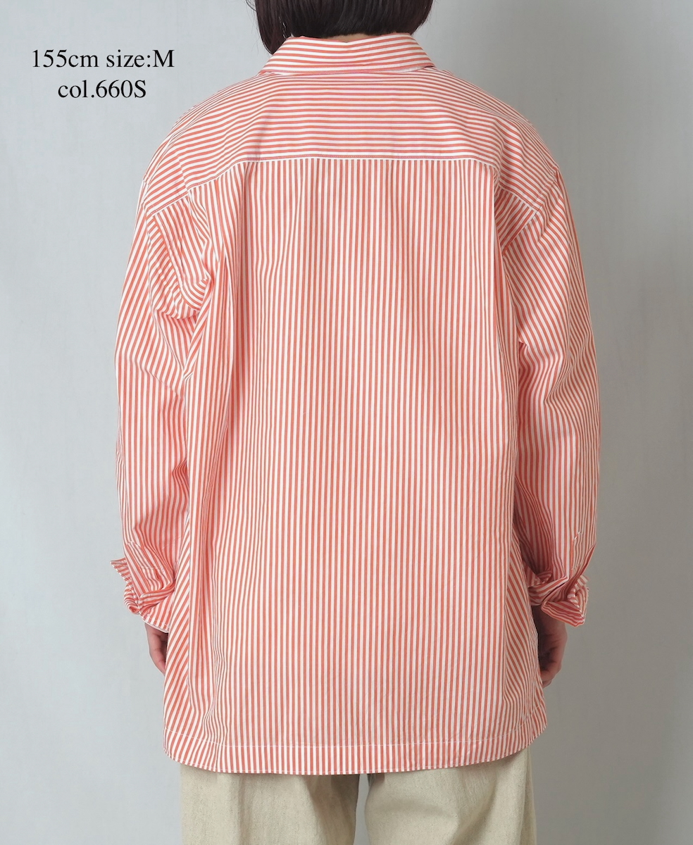 NVL2612(シャツ) POPLIN STRIPE REGULAR COLLAR L/SL SHIRT