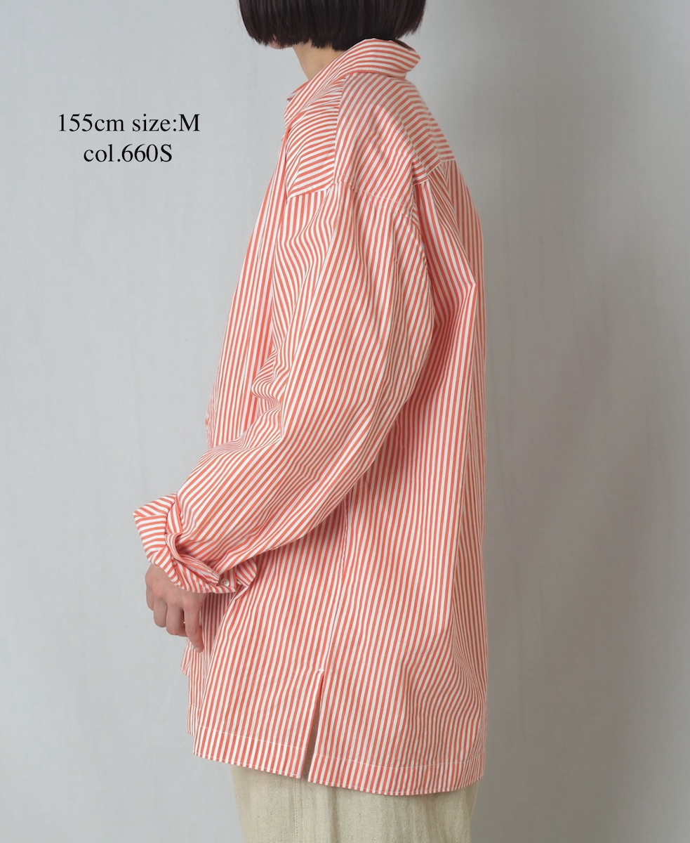NVL2612(シャツ) POPLIN STRIPE REGULAR COLLAR L/SL SHIRT