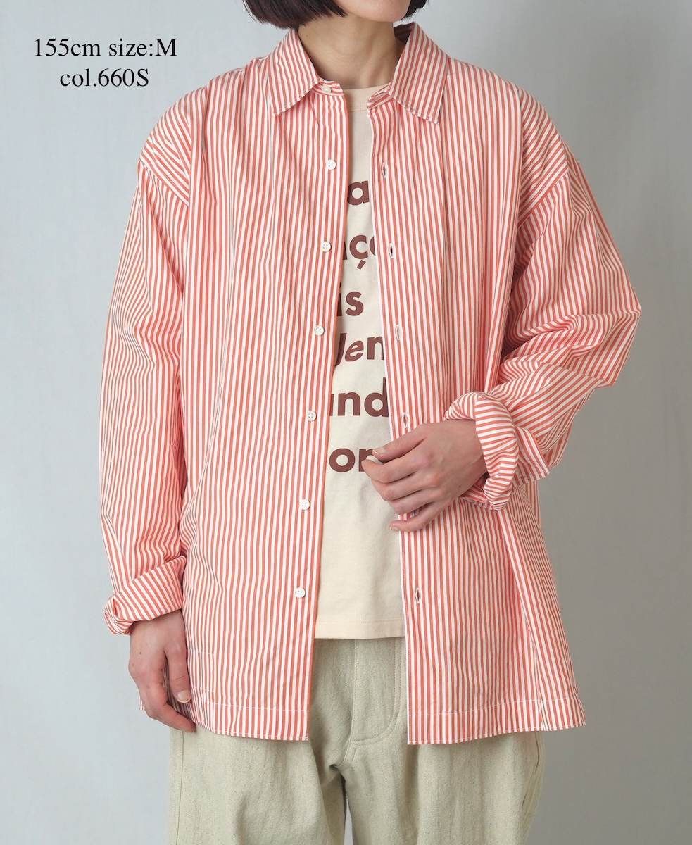 NVL2612(シャツ) POPLIN STRIPE REGULAR COLLAR L/SL SHIRT