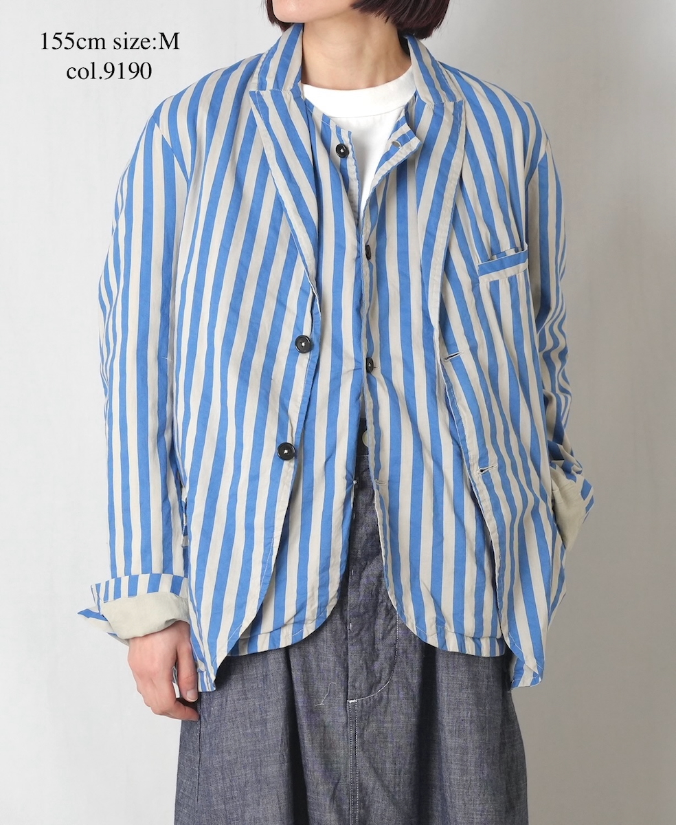 NVL2301PSD(ジャケット) POPLIN WIDE STRIPE (OVERDYE) SIDE VENTS TAILORED JACKET