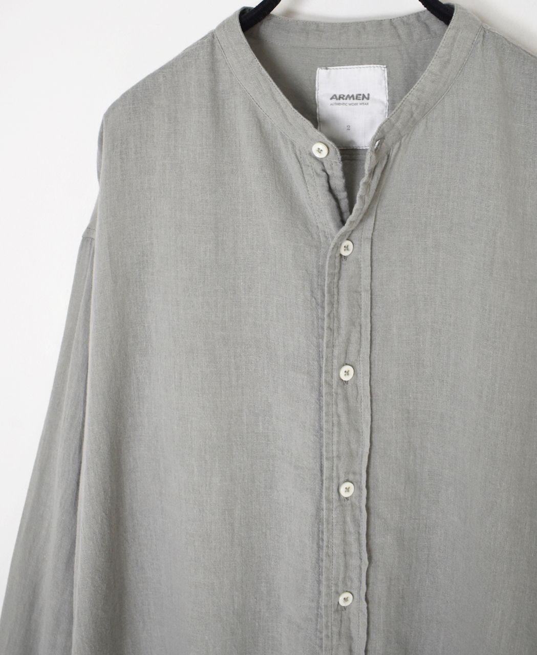 INAM2501G3D(シャツ) 30s GAUZE PLAIN OVERDYE UTILITY BANDED COLLAR SHIRT