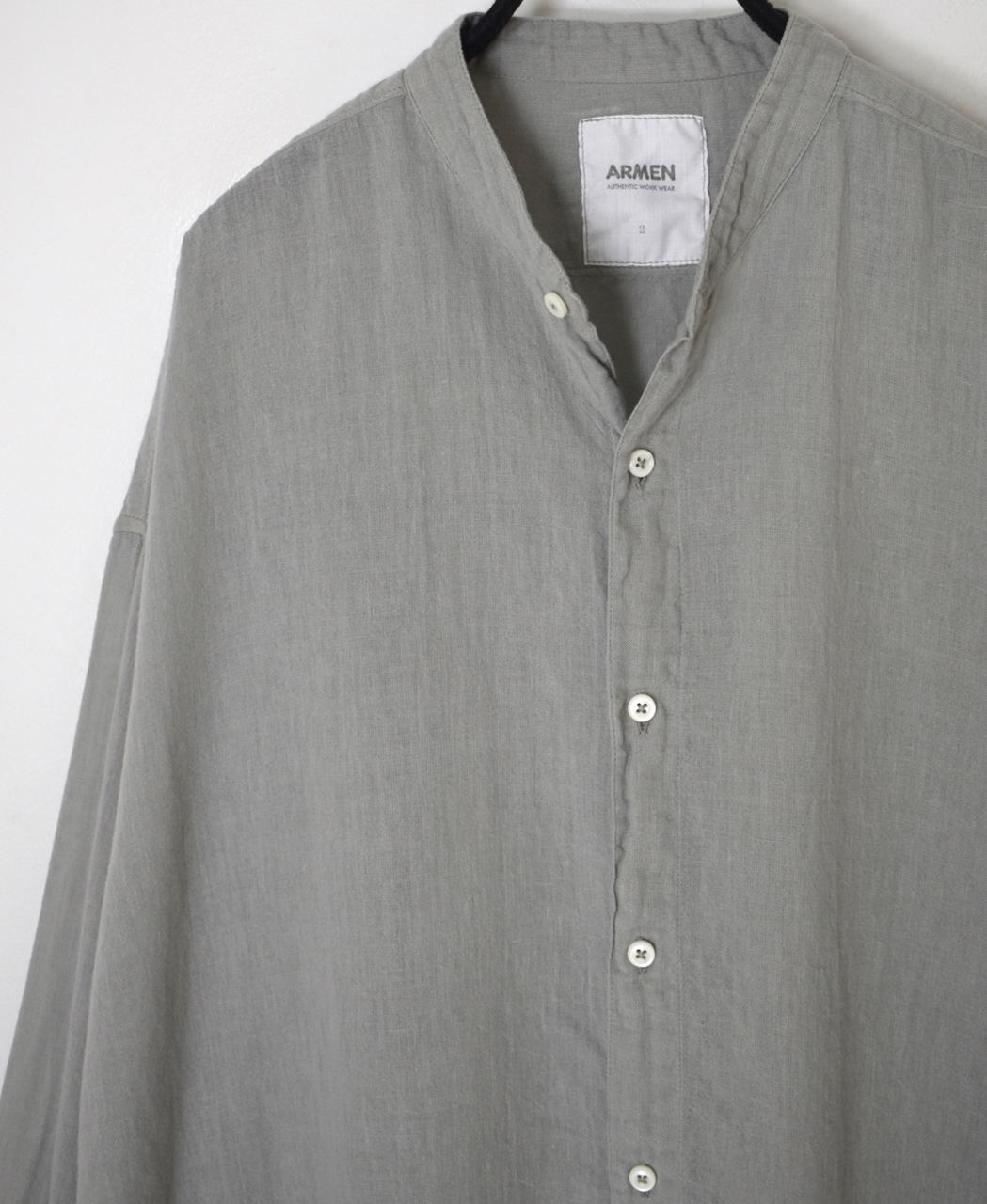 INAM2503G3D(シャツ) 30s GAUZE OVERDYE UTILITY BANDED COLLAR LONG SHIRT