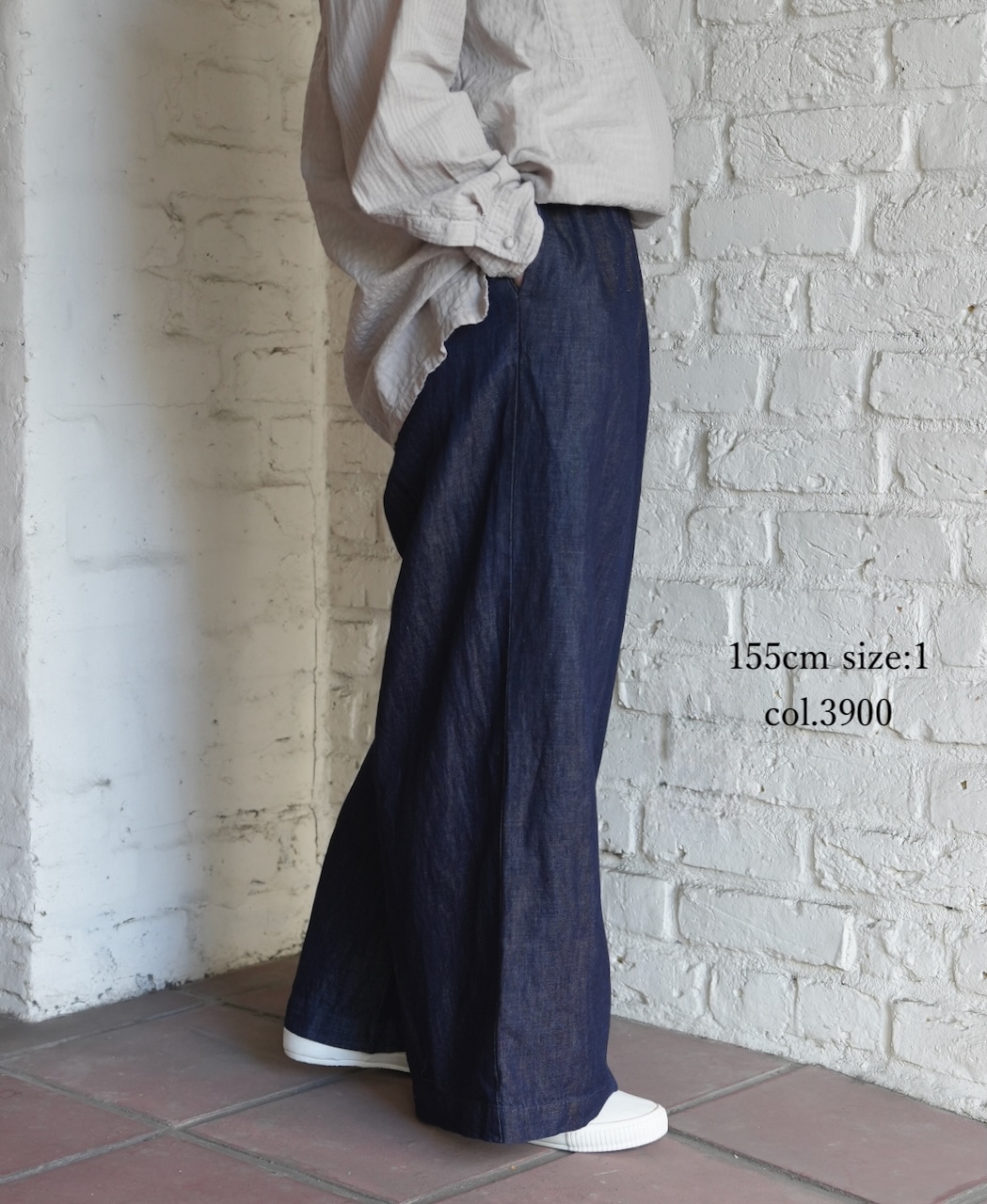 GNMDS2102CL (パンツ) 5.1oz WASHED COTTON/LINEN DENIM EASY WIDE PANTS