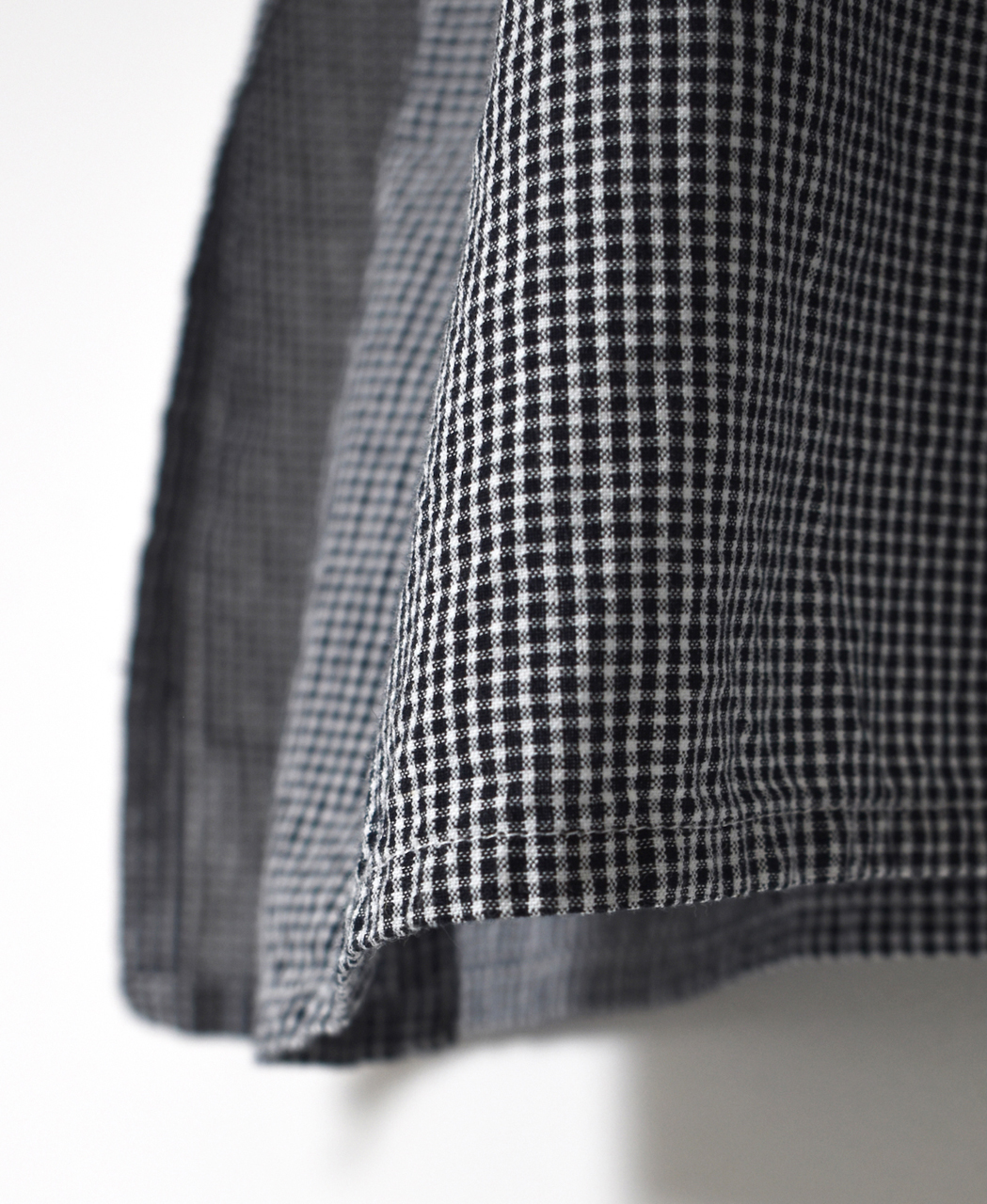 INAM2633C(ワンピース) SEERSUCKER GINGHAM CHECK WASH WORK GATHERED BANDED COLLAR DRESS SHIRT