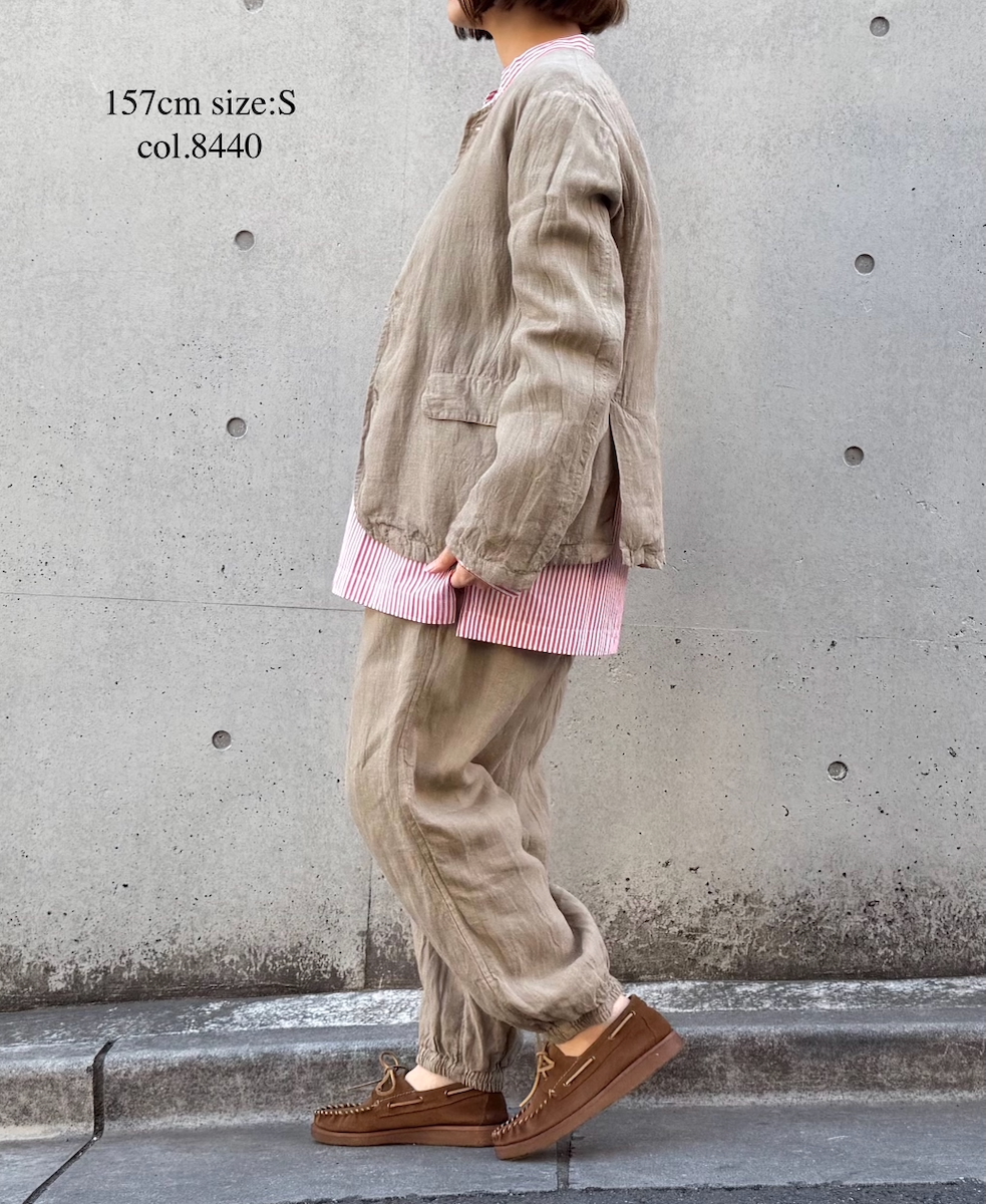 NVL2302LD (ジャケット) 50'S LINEN PLAIN (OVERDYE) MEN'S SIDE VENTS NO COLLAR JACKET