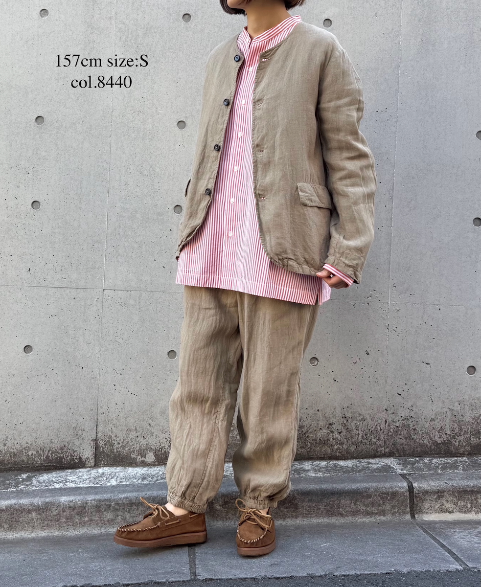 NVL2302LD (ジャケット) 50'S LINEN PLAIN (OVERDYE) MEN'S SIDE VENTS NO COLLAR JACKET