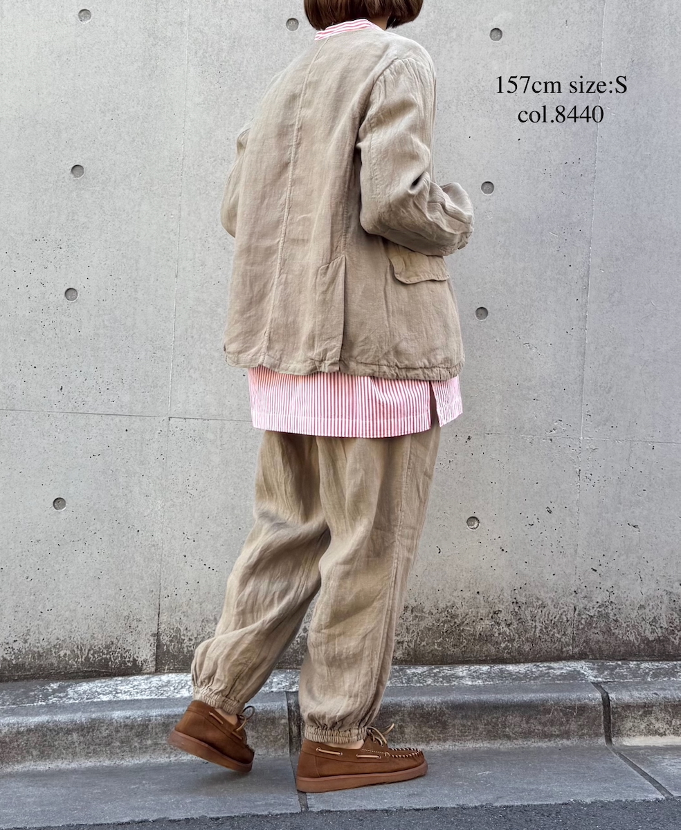 NVL2302LD (ジャケット) 50'S LINEN PLAIN (OVERDYE) MEN'S SIDE VENTS NO COLLAR JACKET