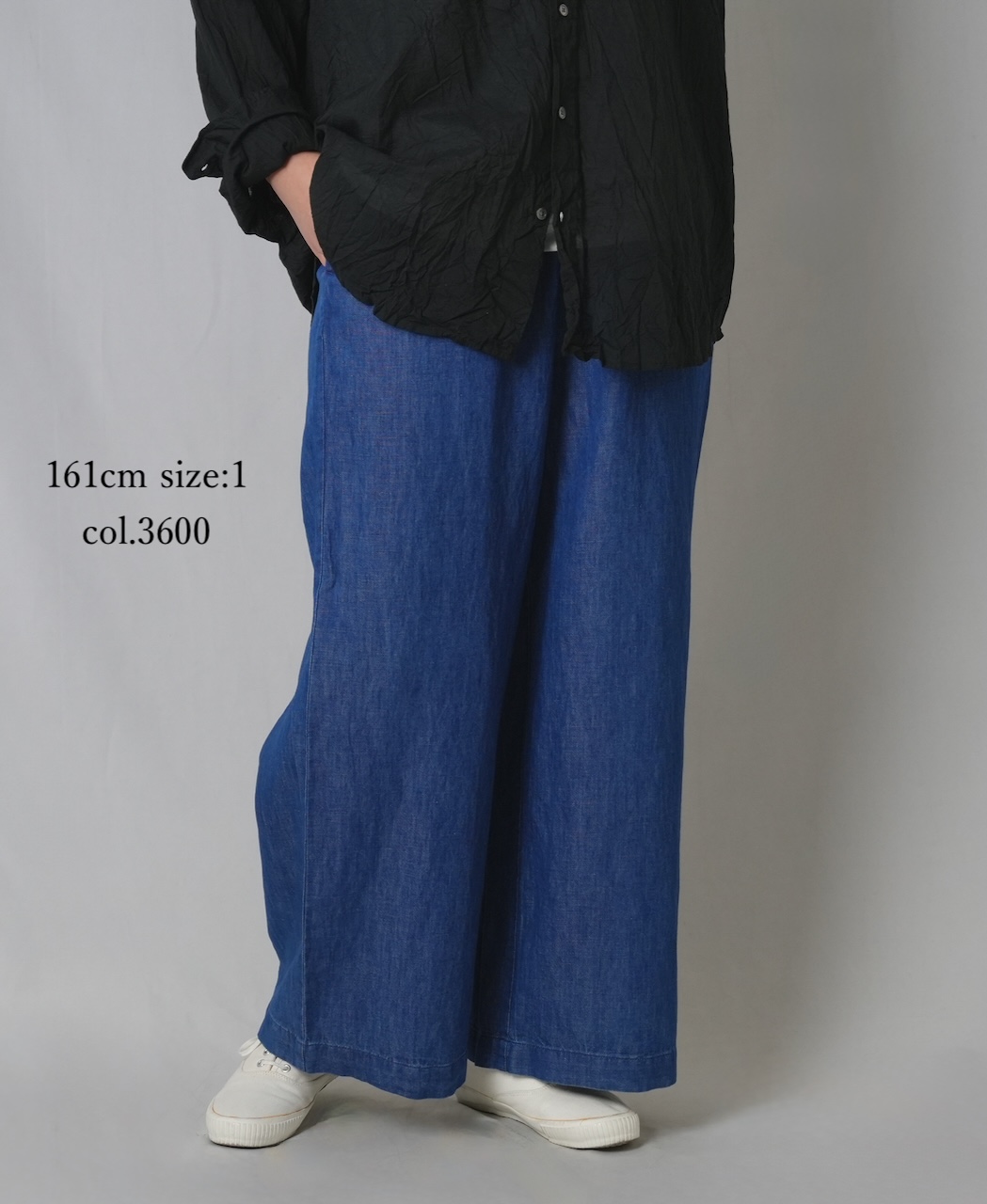 GNMDS2102CL (パンツ) 5.1oz WASHED COTTON/LINEN DENIM EASY WIDE PANTS