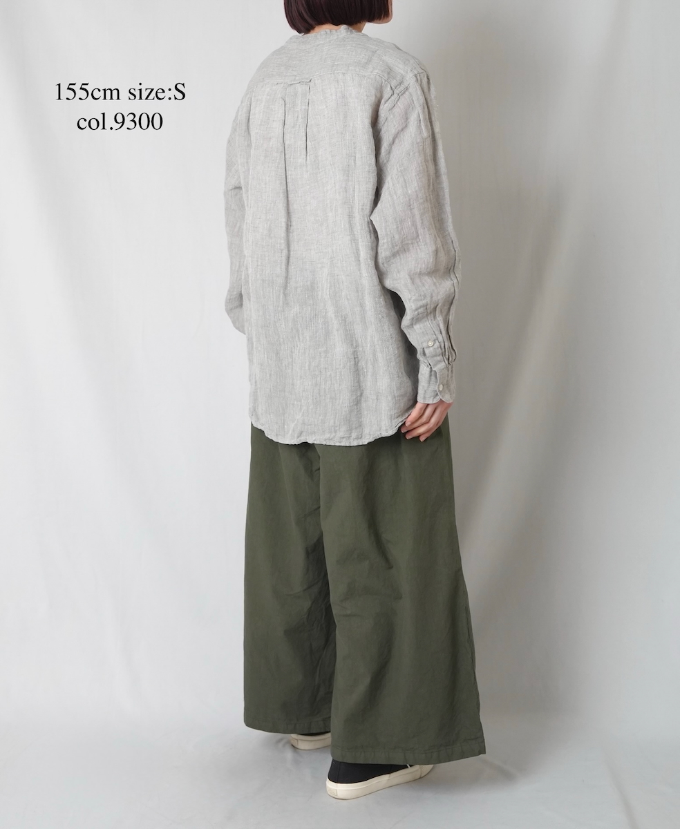 NVL1951LW(シャツ) 60s LINEN CHAMBRAY BANDED COLLAR L/SH OVERSIZED SHIRT