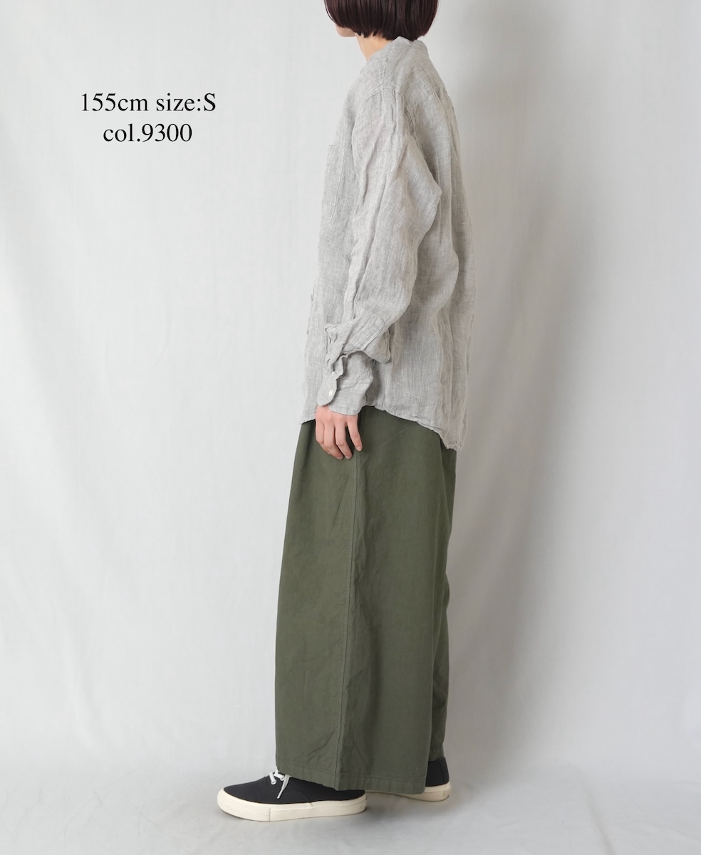 NVL1951LW(シャツ) 60s LINEN CHAMBRAY BANDED COLLAR L/SH OVERSIZED SHIRT