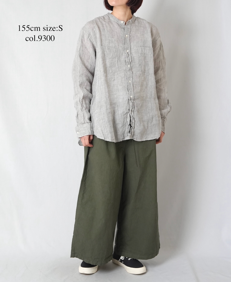 NVL1951LW(シャツ) 60s LINEN CHAMBRAY BANDED COLLAR L/SH OVERSIZED SHIRT