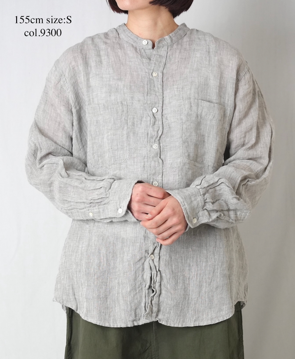 NVL1951LW(シャツ) 60s LINEN CHAMBRAY BANDED COLLAR L/SH OVERSIZED SHIRT